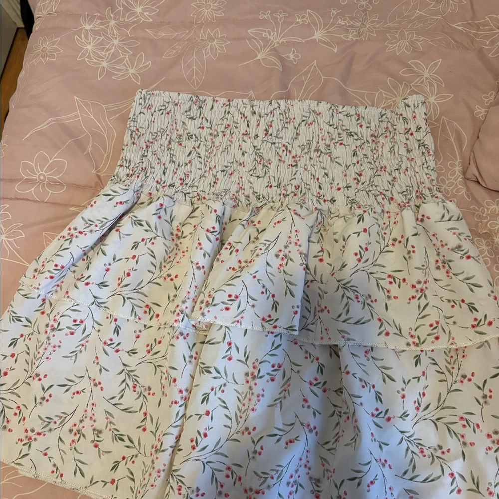 SHEIN White Floral A-Line Skirt